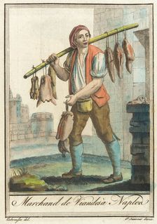 Costumes de Différents Pays, Marchand de Viandesà Naplea c1797. Creators: Jacques Grasset de Saint-Sauveur, LF Labrousse
