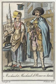 Costumes de Différents Pays, Marchand et Marchande de Vienne en Autriche c1797. Creators: Jacques Grasset de Saint-Sauveur, LF Labrousse