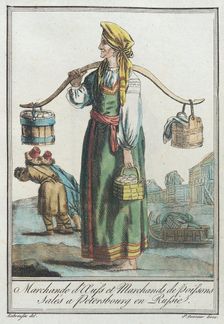 Costumes de Différents Pays, Marchande d'Auss et Marchands de Poissons Salés a Peters..., c1797. Creators: Jacques Grasset de Saint-Sauveur, LF Labrousse