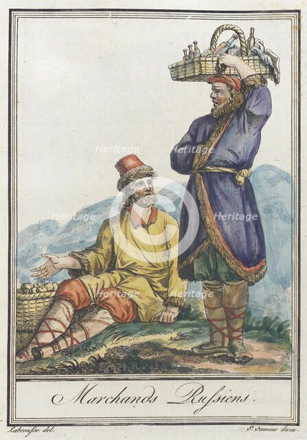 Costumes de Différents Pays, 'Marchands Russiens', c1797. Creators: Jacques Grasset de Saint-Sauveur, LF Labrousse.