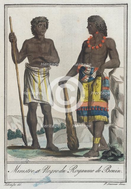 Costumes de Différents Pays, 'Ministre et Negre du Royaume de Benin', c1797. Creator: Jacques Grasset de Saint-Sauveur.
