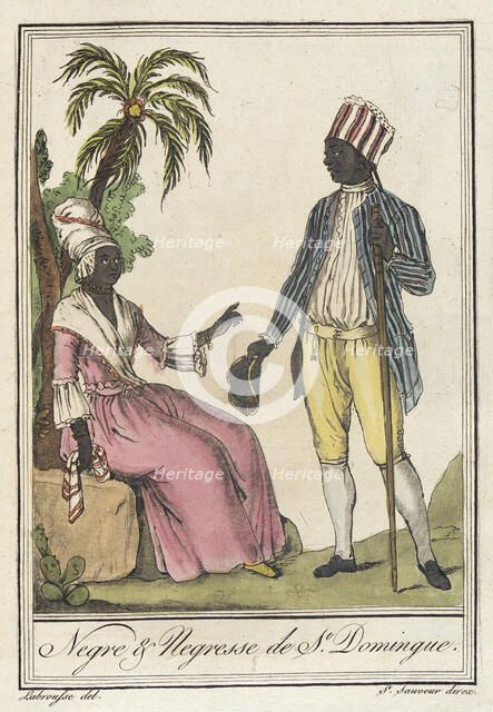 Costumes de Différents Pays, 'Negre & Negresse de St. Domingue', c1797. Creators: Jacques Grasset de Saint-Sauveur, LF Labrousse.