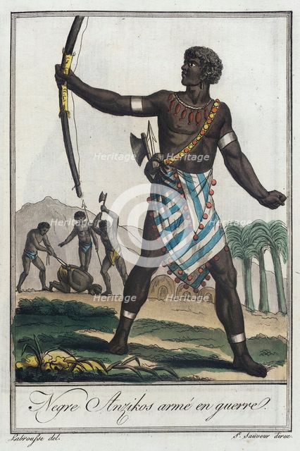 Costumes de Différents Pays, 'Negre Anzikos Armé en Guerre', c1797. Creators: Jacques Grasset de Saint-Sauveur, LF Labrousse.