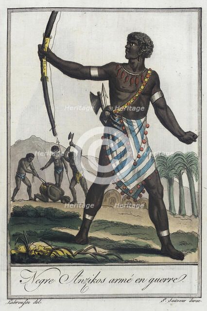 Costumes de Différents Pays, 'Negre Anzikos Armé en Guerre', c1797. Creators: Jacques Grasset de Saint-Sauveur, LF Labrousse.
