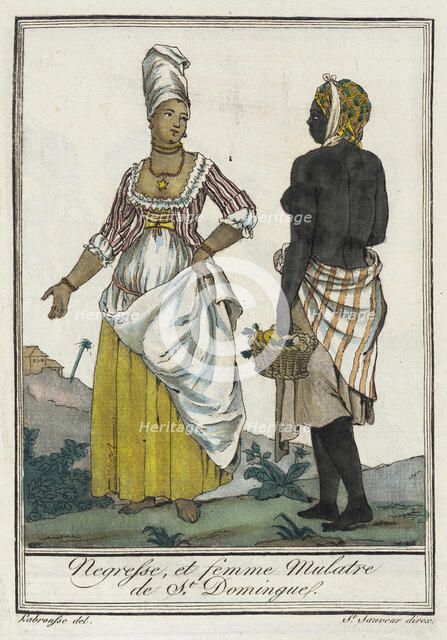 Costumes de Différents Pays, 'Negresse, et Femme Mulatre de St. Domingue', c1797. Creators: Jacques Grasset de Saint-Sauveur, LF Labrousse.