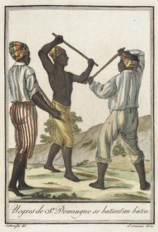 Costumes de Différents Pays, Negres de St. Domingue se Battant au Bâton c1797. Creator: Jacques Grasset de Saint-Sauveur