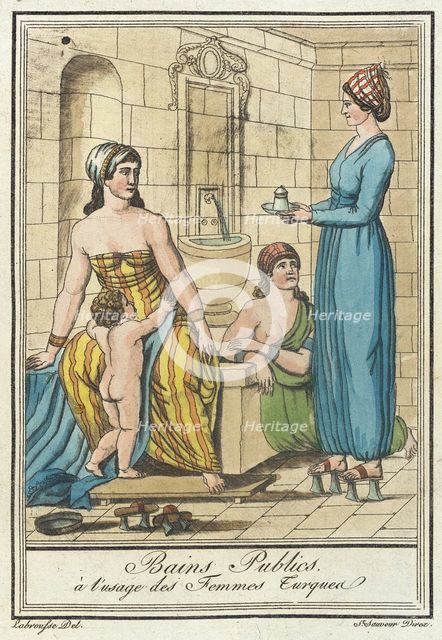Costumes de Différents Pays, 'Bains Publics à l'Usage des Femmes Turquea', c1797. Creator: Jacques Grasset de Saint-Sauveur.