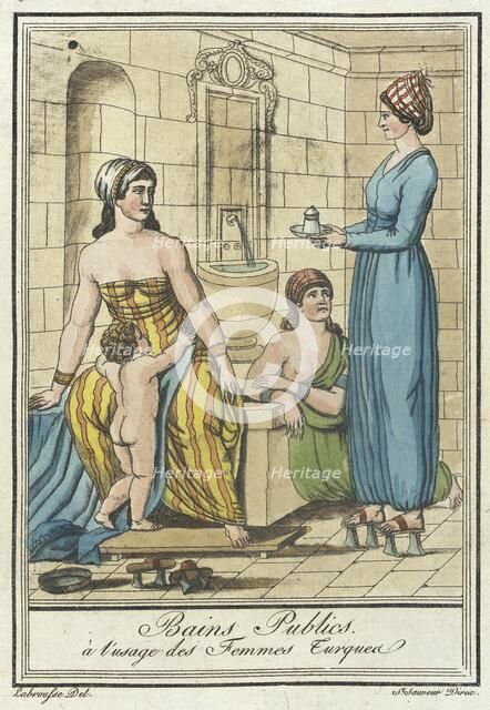 Costumes de Différents Pays, 'Bains Publics à l'Usage des Femmes Turquea', c1797. Creator: Jacques Grasset de Saint-Sauveur.