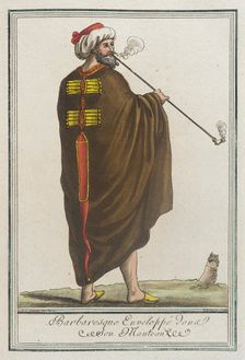 Costumes de Différents Pays, Barbaresque Enveloppé Iana son Manteau c1797. Creator: Jacques Grasset de Saint-Sauveur