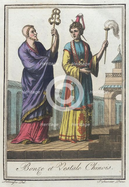 Costumes de Différents Pays, 'Bonze et Vestale Chinois', c1797. Creators: Jacques Grasset de Saint-Sauveur, LF Labrousse.