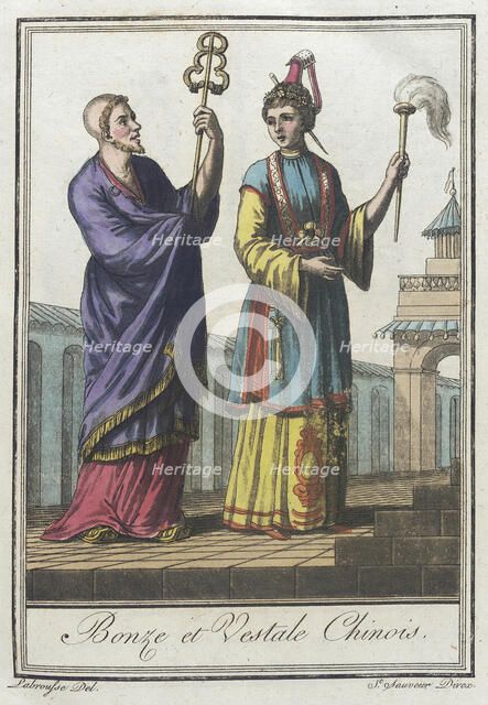 Costumes de Différents Pays, 'Bonze et Vestale Chinois', c1797. Creators: Jacques Grasset de Saint-Sauveur, LF Labrousse.