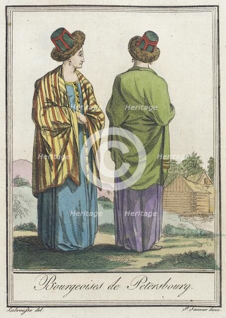Costumes de Différents Pays, 'Bourgeoises de Petersbourg', c1797. Creator: Jacques Grasset de Saint-Sauveur.