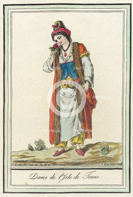 Costumes de Différents Pays, 'Dame de l'Isle de Tinne', c1797. Creator: Jacques Grasset de Saint-Sauveur.