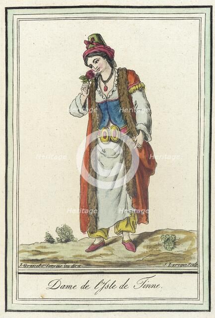 Costumes de Différents Pays, 'Dame de l'Isle de Tinne', c1797. Creator: Jacques Grasset de Saint-Sauveur.