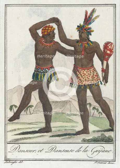 Costumes de Différents Pays, 'Danseur, et Danseuse de la Guÿane', c1797. Creators: Jacques Grasset de Saint-Sauveur, LF Labrousse.