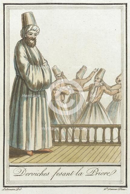 Costumes de Différents Pays, 'Derviches Fesant la Prierel', c1797. Creator: Jacques Grasset de Saint-Sauveur.