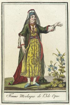 Costumes de Différents Pays, Femme Morlaque de l'Isle Opus c1797. Creators: Jacques Grasset de Saint-Sauveur, LF Labrousse