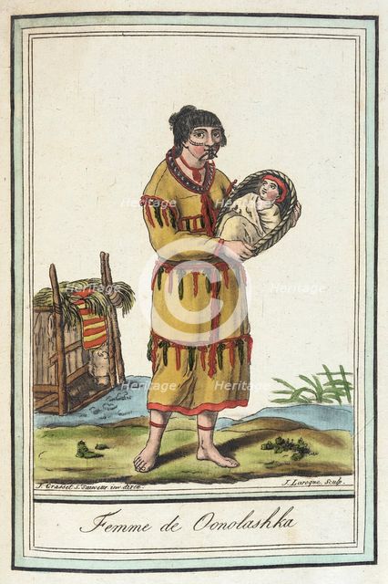 Costumes de Différents Pays, 'Femme de Oonolashka', c1797. Creators: Jacques Grasset de Saint-Sauveur, LF Labrousse.