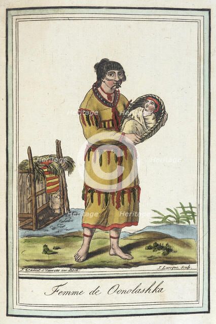 Costumes de Différents Pays, 'Femme de Oonolashka', c1797. Creators: Jacques Grasset de Saint-Sauveur, LF Labrousse.