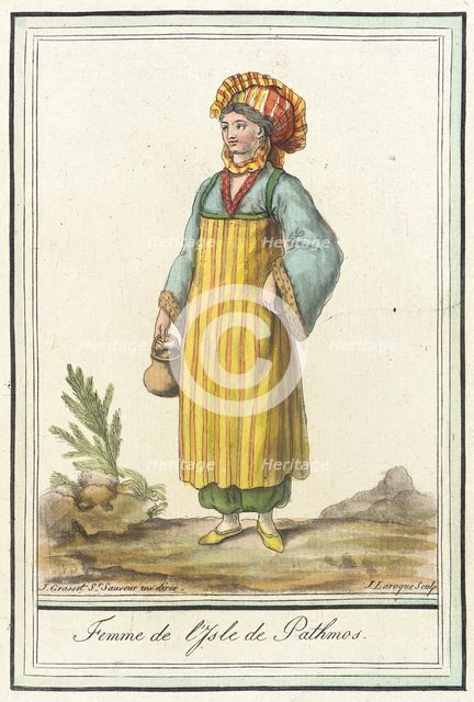 Costumes de Différents Pays, 'Femme de l'Isle de Pathmos', c1797. Creators: Jacques Grasset de Saint-Sauveur, LF Labrousse.