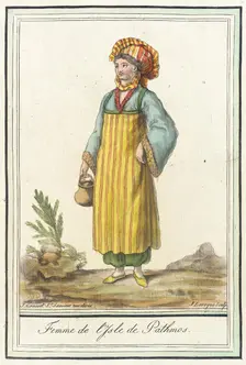 Costumes de Différents Pays, Femme de l'Isle de Pathmos c1797. Creators: Jacques Grasset de Saint-Sauveur, LF Labrousse