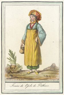 Costumes de Différents Pays, Femme de l'Isle de Pathmos c1797. Creators: Jacques Grasset de Saint-Sauveur, LF Labrousse