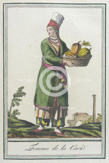 Costumes de Différents Pays, 'Femme de la Carie', c1797. Creators: Jacques Grasset de Saint-Sauveur, LF Labrousse.