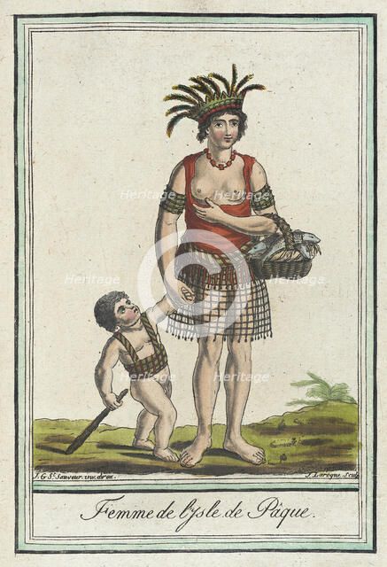 Costumes de Différents Pays, 'Femme de l'Isle de Pâque', c1797. Creators: Jacques Grasset de Saint-Sauveur, LF Labrousse.