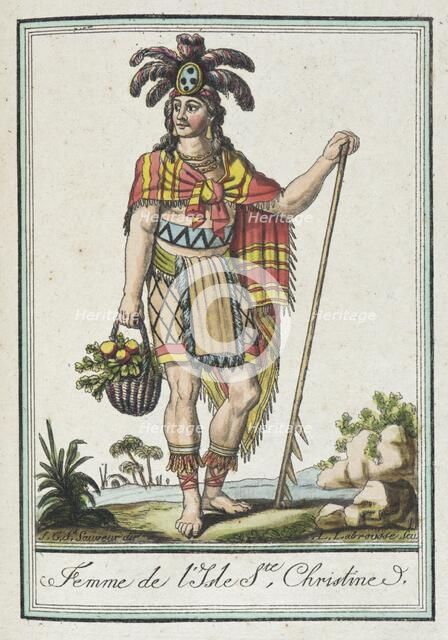 Costumes de Différents Pays, 'Femme de l'Isle Ste. Christine', c1797. Creator: Jacques Grasset de Saint-Sauveur.