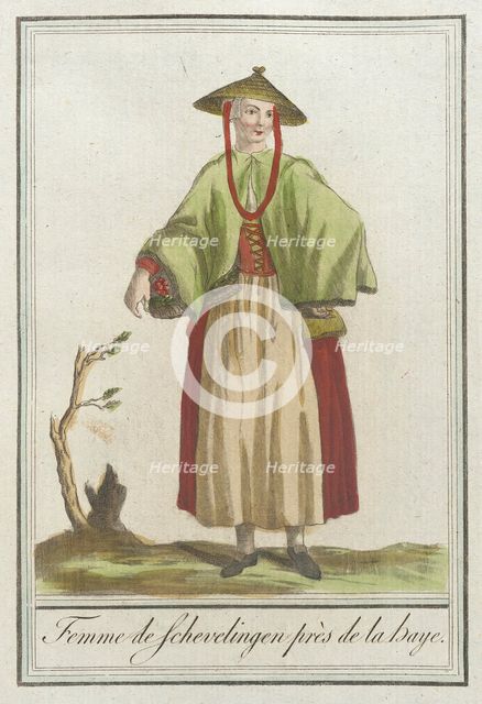 Costumes de Différents Pays, 'Femme de Schevelingen Près de la Baye', c1797. Creators: Jacques Grasset de Saint-Sauveur, LF Labrousse.