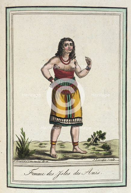 Costumes de Différents Pays, 'Femme des Ysles des Amis', c1797. Creator: Jacques Grasset de Saint-Sauveur.