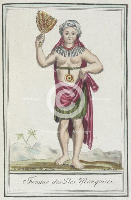 Costumes de Différents Pays, 'Femme des Iles les Marquises', c1797. Creator: Jacques Grasset de Saint-Sauveur.