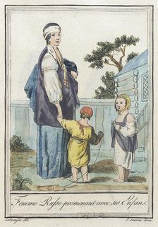 Costumes de Différents Pays, Femme Russe Promenant avec ses Enfans c1797. Creators: Jacques Grasset de Saint-Sauveur, LF Labrousse