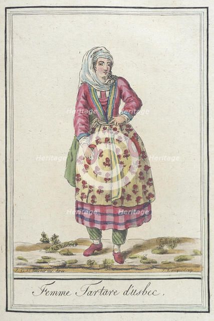 Costumes de Différents Pays, 'Femme Tartare d'Usbec', c1797. Creators: Jacques Grasset de Saint-Sauveur, LF Labrousse.