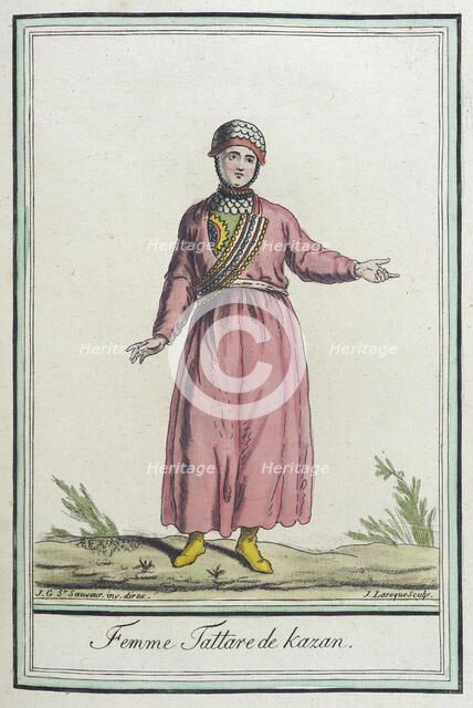 Costumes de Différents Pays, 'Femme Tattare de Kazan', c1797. Creators: Jacques Grasset de Saint-Sauveur, LF Labrousse.