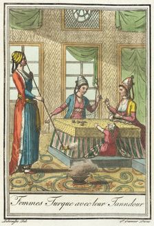 Costumes de Différents Pays, Femmes Turque Avecleur Tanndour c1797. Creator: Jacques Grasset de Saint-Sauveur