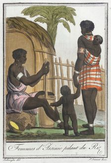 Costumes de Différents Pays, Femmes d'Issinie Pilant du Riz c1797. Creators: Jacques Grasset de Saint-Sauveur, LF Labrousse