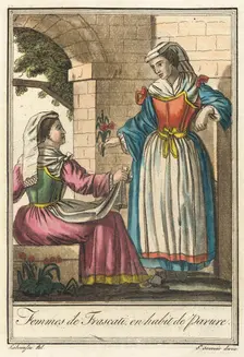 Costumes de Différents Pays, Femmes de Frascati en Habit de Parure c1797. Creators: Jacques Grasset de Saint-Sauveur, LF Labrousse