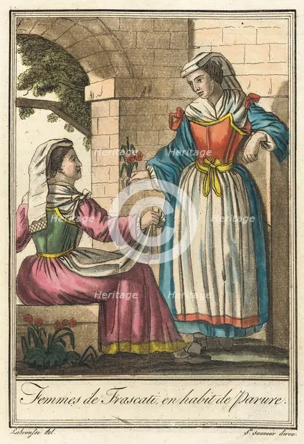 Costumes de Différents Pays, 'Femmes de Frascati en Habit de Parure', c1797. Creators: Jacques Grasset de Saint-Sauveur, LF Labrousse.