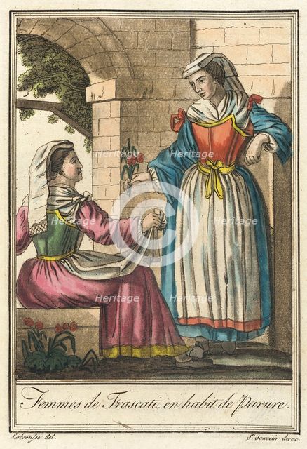 Costumes de Différents Pays, 'Femmes de Frascati en Habit de Parure', c1797. Creators: Jacques Grasset de Saint-Sauveur, LF Labrousse.