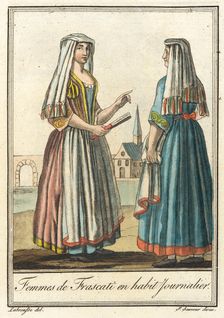 Costumes de Différents Pays, Femmes de Frascati en Habit Journalier c1797. Creators: Jacques Grasset de Saint-Sauveur, LF Labrousse