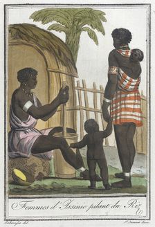 Costumes de Différents Pays, Femmes d'Issinie Pilant du Riz c1797. Creators: Jacques Grasset de Saint-Sauveur, LF Labrousse