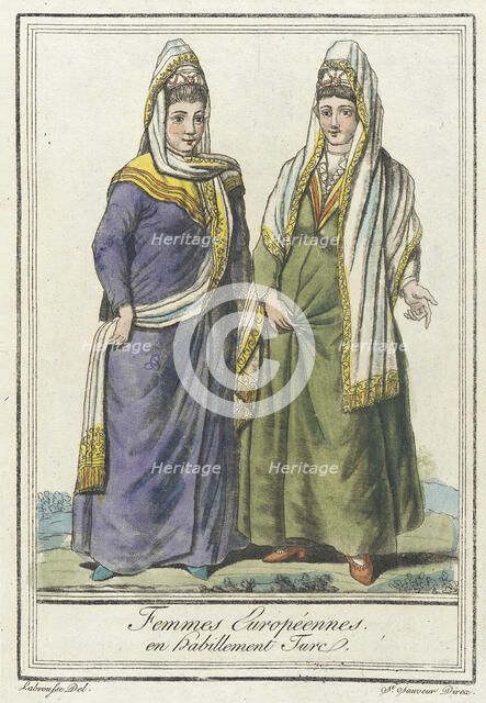 Costumes de Différents Pays, 'Femmes Européennes en Habillement Turc', c1797. Creators: Jacques Grasset de Saint-Sauveur, LF Labrousse.