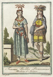 Costumes de Différents Pays, Femmes Nobles Peruviennes, Moderne et Ancienne c1797. Creators: Jacques Grasset de Saint-Sauveur, LF Labrousse