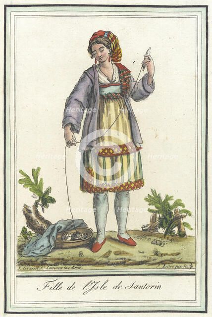 Costumes de Différents Pays, 'Fille de l'Isle de Santorin', c1797. Creators: Jacques Grasset de Saint-Sauveur, LF Labrousse.