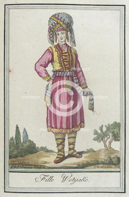 Costumes de Différents Pays, 'Fille Wotÿake', c1797. Creators: Jacques Grasset de Saint-Sauveur, LF Labrousse.