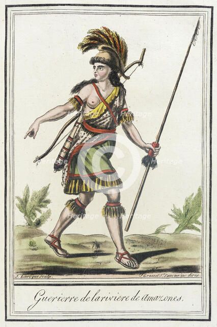 Costumes de Différents Pays, 'Guerierre de la Riviere de Amazones', c1797. Creators: Jacques Grasset de Saint-Sauveur, LF Labrousse.