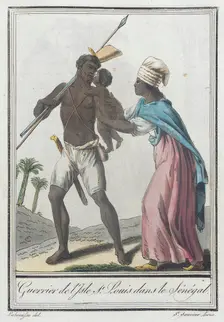 Costumes de Différents Pays, Guerrier de l'Isle St. Louis dans le Sénégal c1797. Creator: Jacques Grasset de Saint-Sauveur