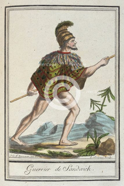 Costumes de Différents Pays, 'Guerrier de Sandwich', c1797. Creators: Jacques Grasset de Saint-Sauveur, LF Labrousse.