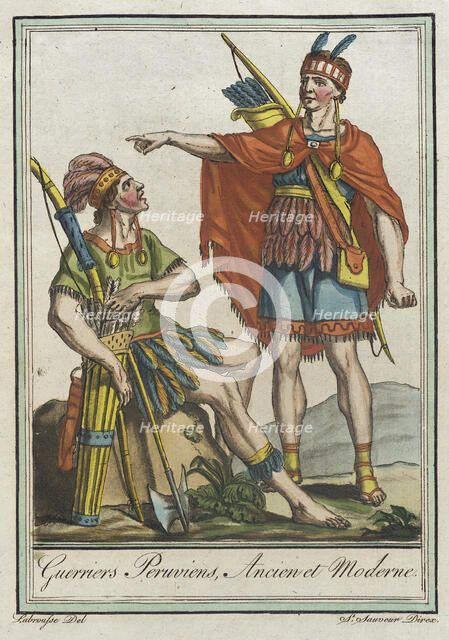 Costumes de Différents Pays, 'Guerriers Peruviens Ancien et Moderne', c1797. Creators: Jacques Grasset de Saint-Sauveur, LF Labrousse.